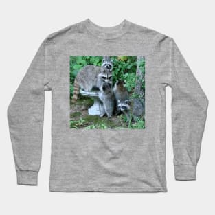 Raccoon Mom with 4 Kits Long Sleeve T-Shirt